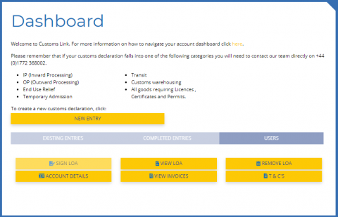 Users menu